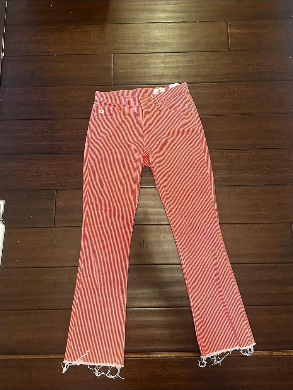 ANTHROPOLOGIE AG Jodi pinstripe high waisted crop flare pants